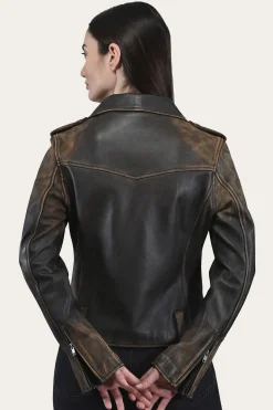 Leather Jackets^Frye Authentic Soft Lamb Crackle Leather Biker Jacket Brown