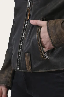 Leather Jackets^Frye Authentic Soft Lamb Crackle Leather Biker Jacket Brown