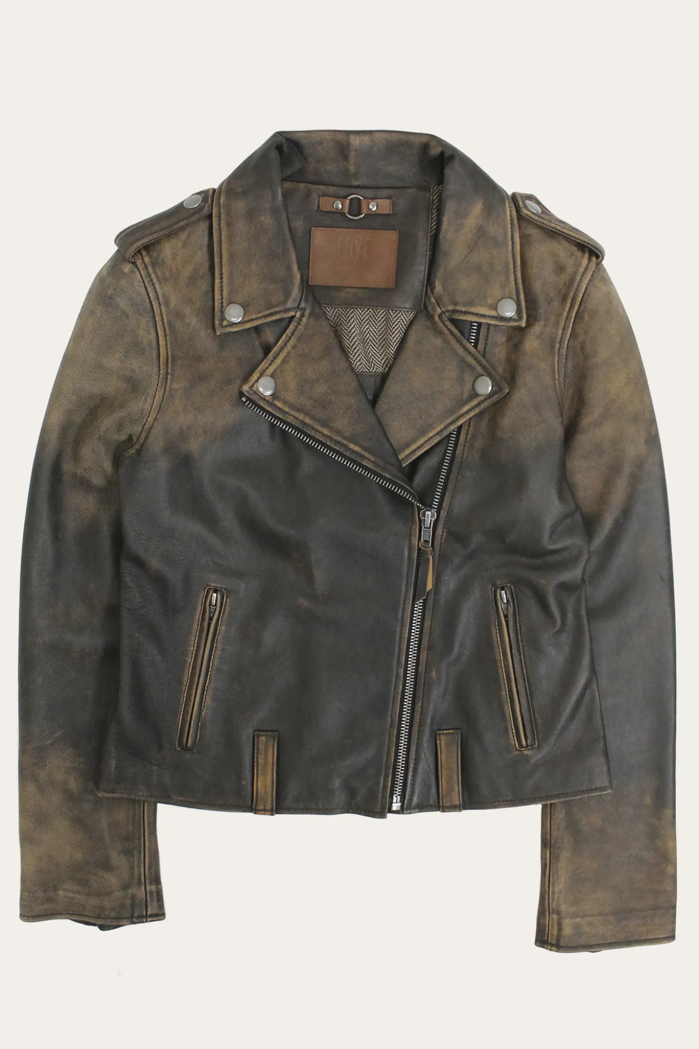 Leather Jackets^Frye Authentic Soft Lamb Crackle Leather Biker Jacket Brown