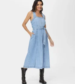 Dresses^Frye Criss-cross Maxi Denim Dress Paradise Wash