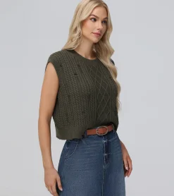 Tops^Frye Distressed Cable Sweater Vest