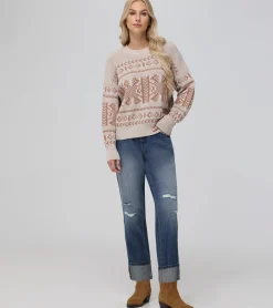Tops^Frye Fairisle Crewneck Pullover Oatmeal Heather
