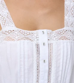 Tops^Frye Lace Trim Square Neck Tank Bright White