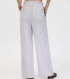 Bottoms^Frye Linen Striped Wide Leg Pant Natural Sand Stripe