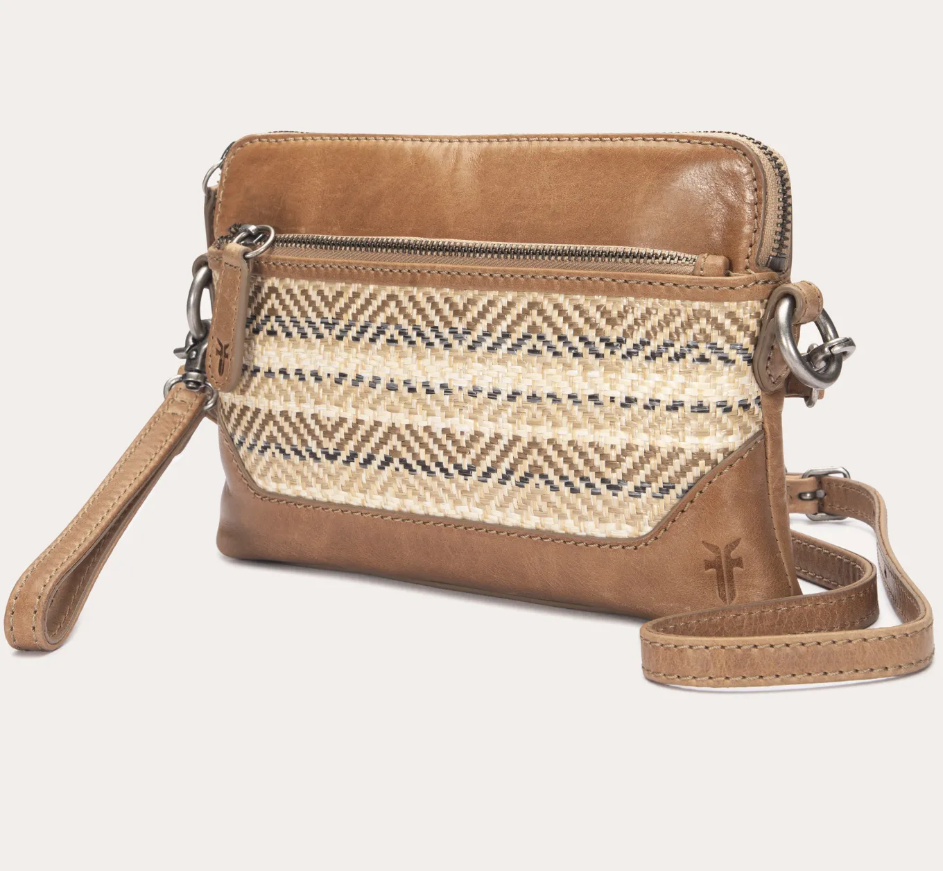 Handbags^Frye Melissa Straw Crossbody Wristlet Beige