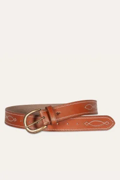 Belts^Frye 40MM Belt 2-Tone Stitch Tan