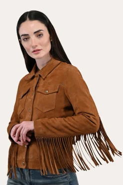 Leather Jackets^Frye Oxblood Fringed Jacket