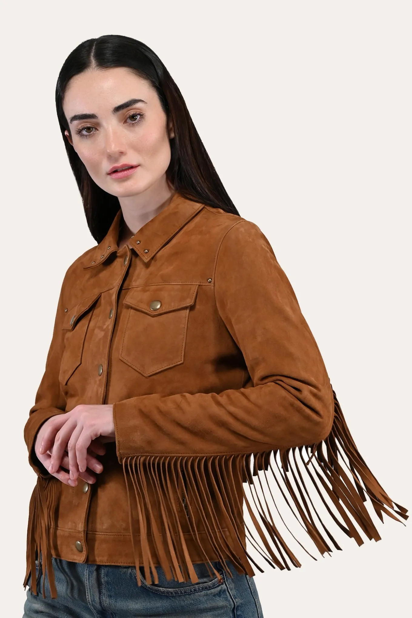 Leather Jackets^Frye Oxblood Fringed Jacket