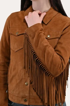 Leather Jackets^Frye Oxblood Fringed Jacket